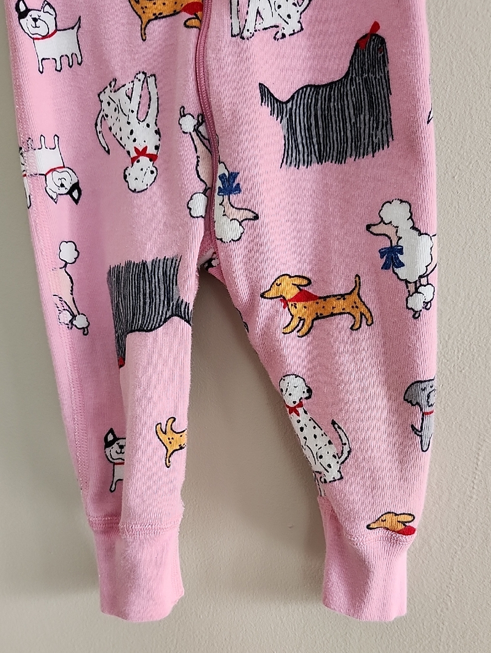 Hanna Andersson Pink Dog-Print One-Piece Romper Pajamas , 12-18M - Picture 2 of 9